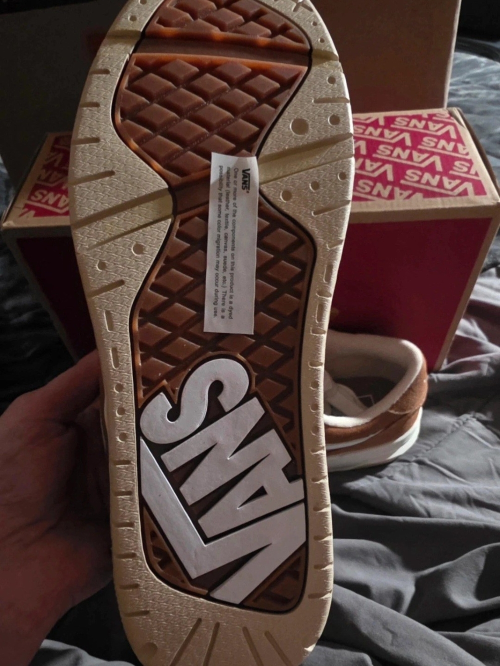 Vans Brown Suede Low-Top Sneakers with White Stripe - Picture 2 of 3